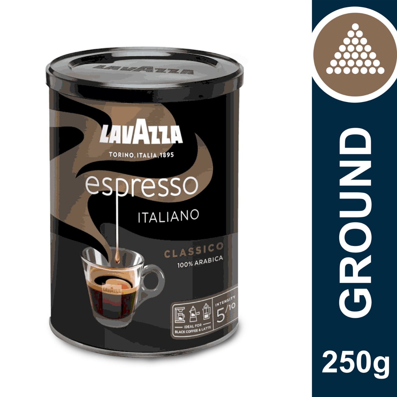 Lavazza Espresso Italiano Ground Coffee 100% Arabica Tin Can 250gm
